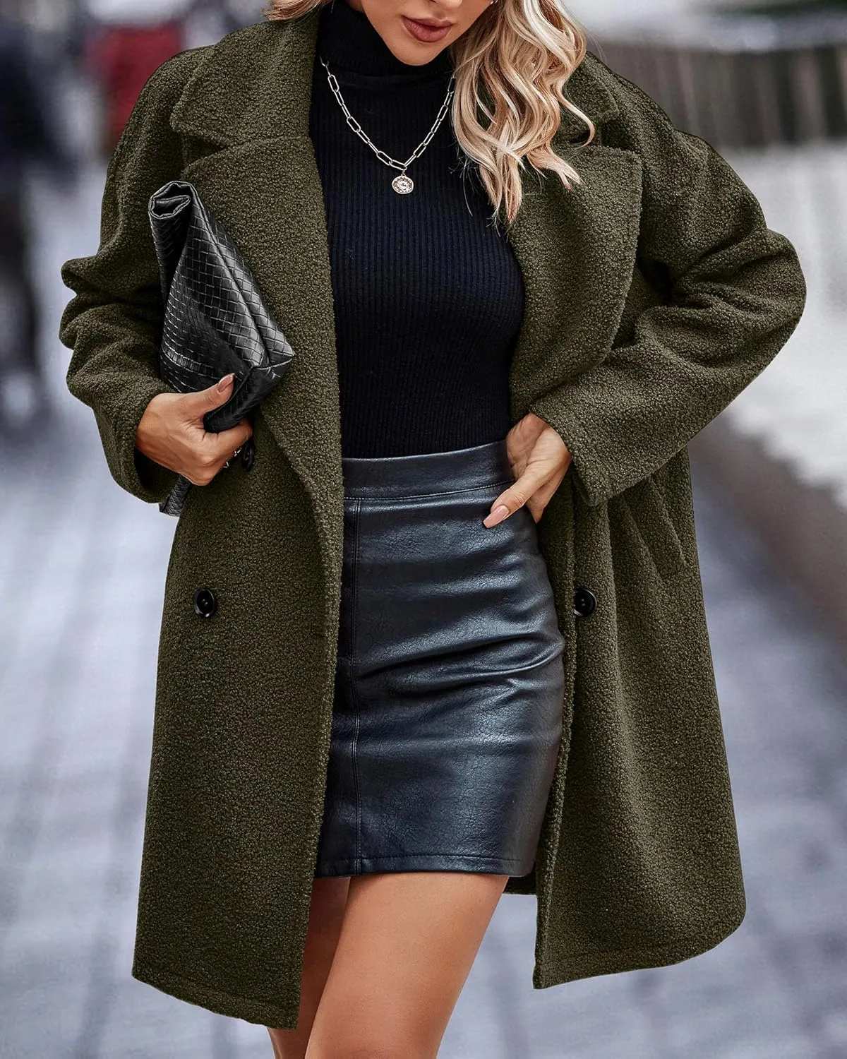 BTFBM Women 2025 Winter Faux Fur Coats Lapel Long Sleeve Fuzzy Fleece Outerwear Button Down Sherpa Jackets Fall Outfits