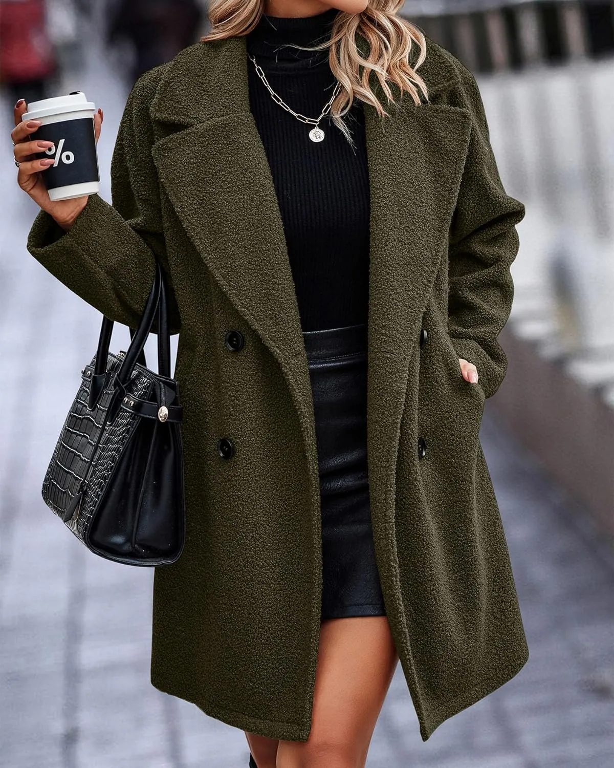 BTFBM Women 2025 Winter Faux Fur Coats Lapel Long Sleeve Fuzzy Fleece Outerwear Button Down Sherpa Jackets Fall Outfits