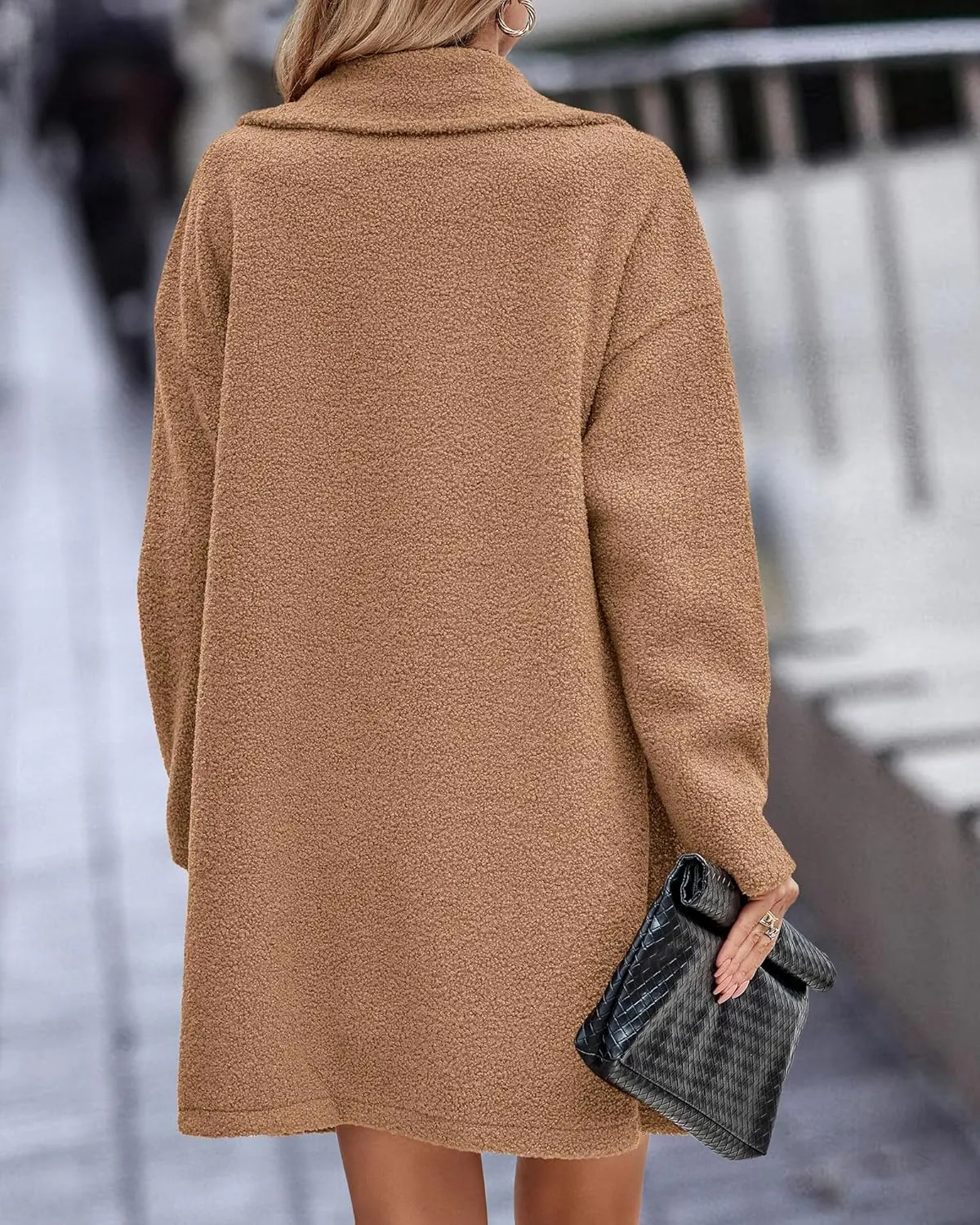 BTFBM Women 2025 Winter Faux Fur Coats Lapel Long Sleeve Fuzzy Fleece Outerwear Button Down Sherpa Jackets Fall Outfits
