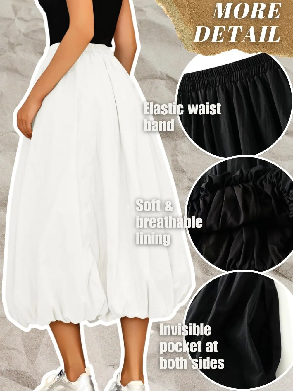 Bubble Midi Skirt with Pockets, Puffy Hem Maxi Long Skirts for Women, Balloon Going Out Concert Outfits