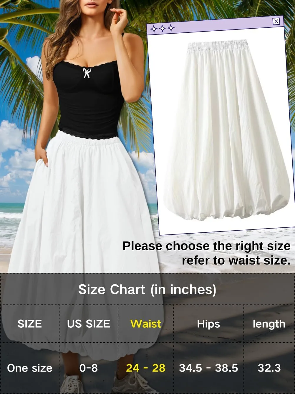 Bubble Midi Skirt with Pockets, Puffy Hem Maxi Long Skirts for Women, Balloon Going Out Concert Outfits