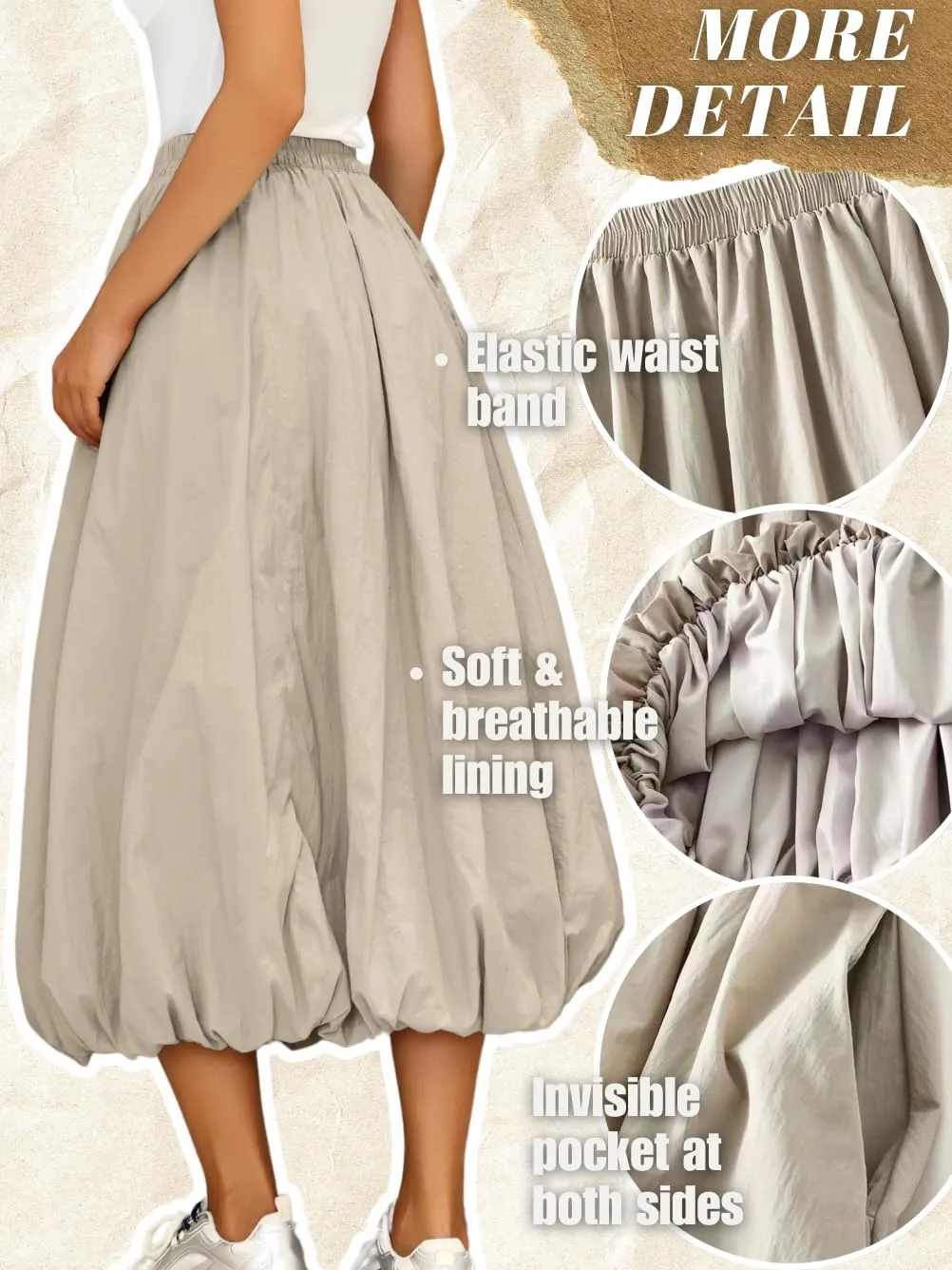 Bubble Midi Skirt with Pockets, Puffy Hem Maxi Long Skirts for Women, Balloon Going Out Concert Outfits