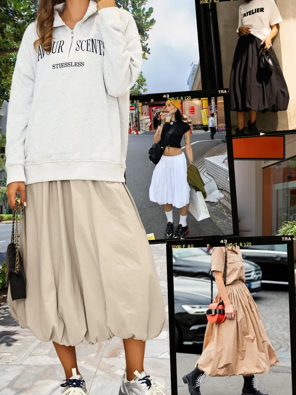 Bubble Midi Skirt with Pockets, Puffy Hem Maxi Long Skirts for Women, Balloon Going Out Concert Outfits
