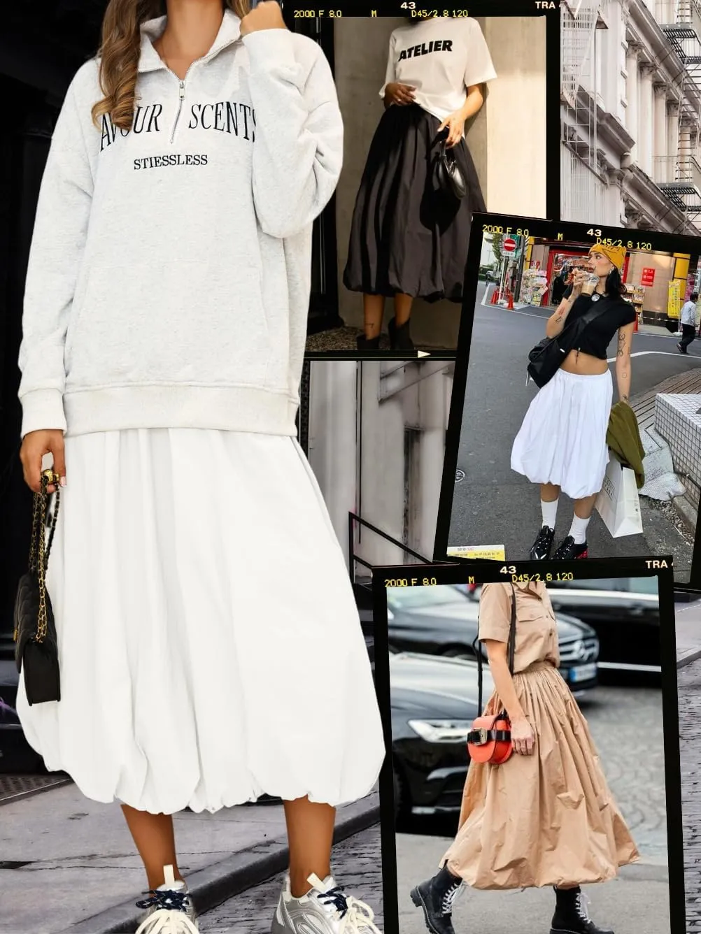 Bubble Midi Skirt with Pockets, Puffy Hem Maxi Long Skirts for Women, Balloon Going Out Concert Outfits