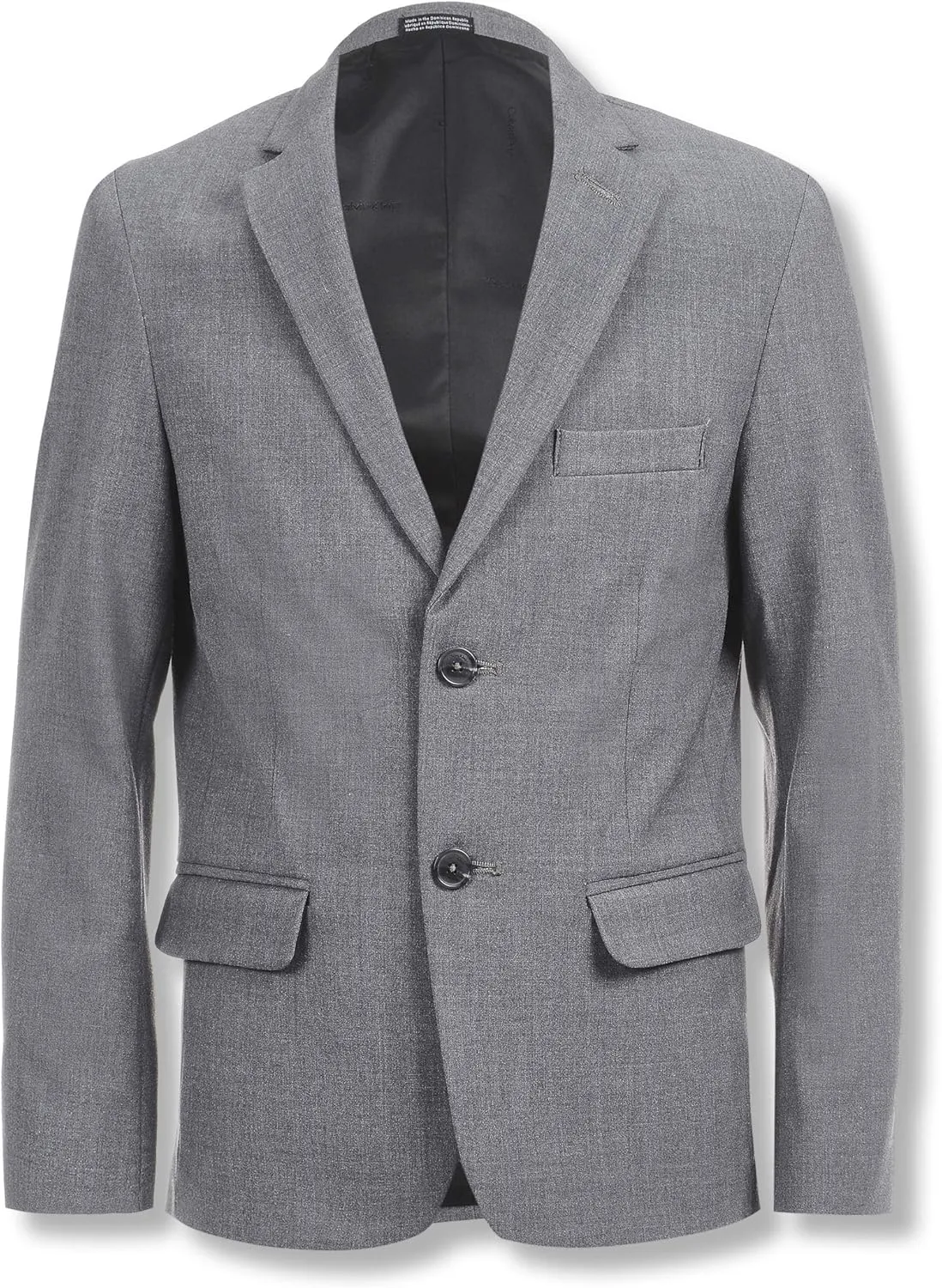 Calvin Klein Boys' Bi-Stretch Blazer Suit Jacket, 2-Button Single Breasted Closure, Buttoned Cuffs & Front Flap Pockets