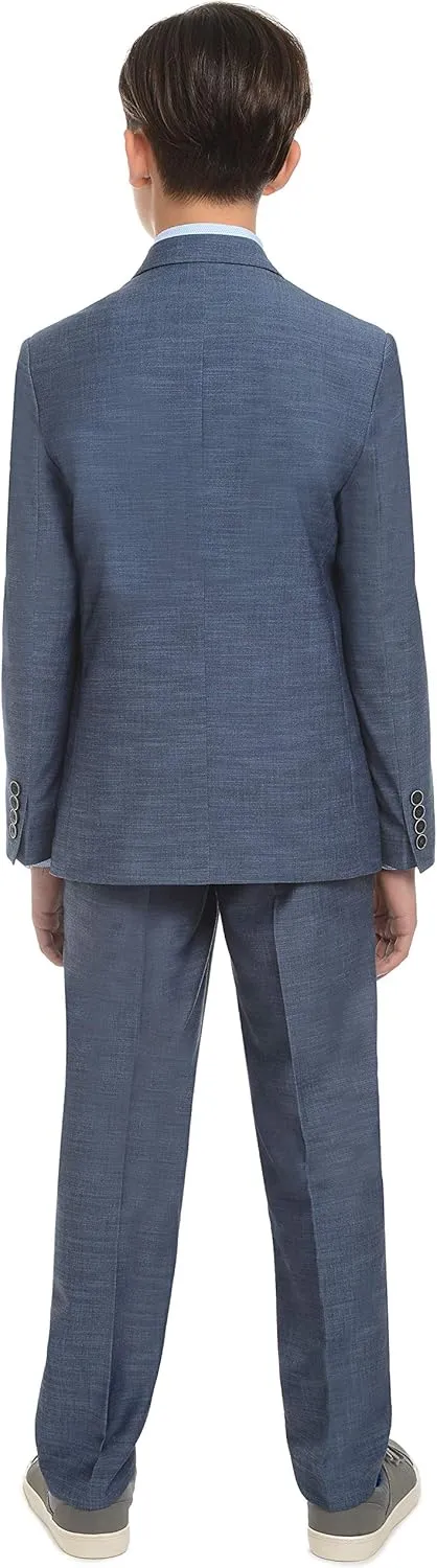 Calvin Klein Boys' Blazer Suit Jacket, 2 Single Breasted Closure, Buttoned Cuffs & Front Flap Pockets