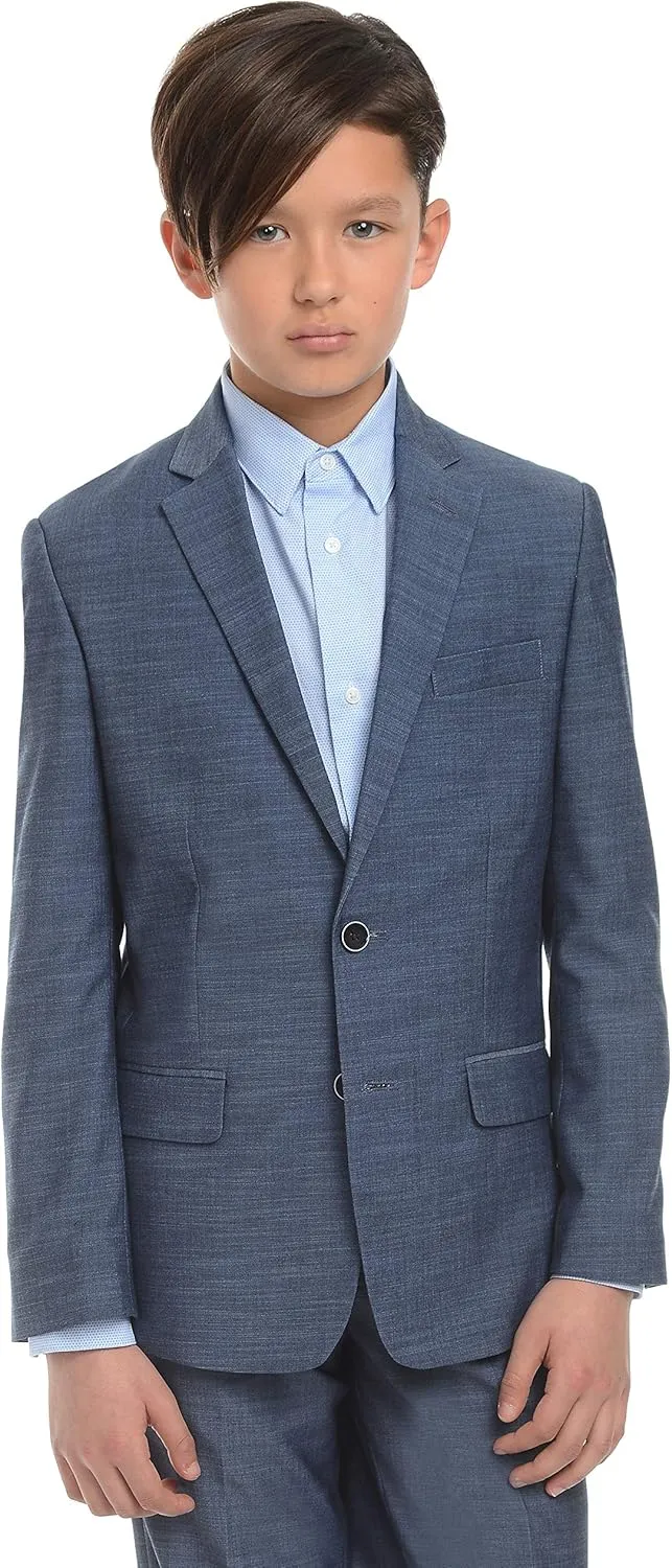 Calvin Klein Boys' Blazer Suit Jacket, 2 Single Breasted Closure, Buttoned Cuffs & Front Flap Pockets