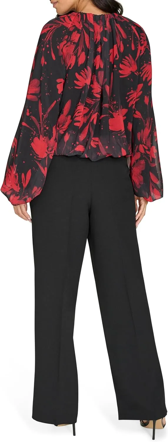 Calvin Klein Women's Printed Long Sleeve Blouse