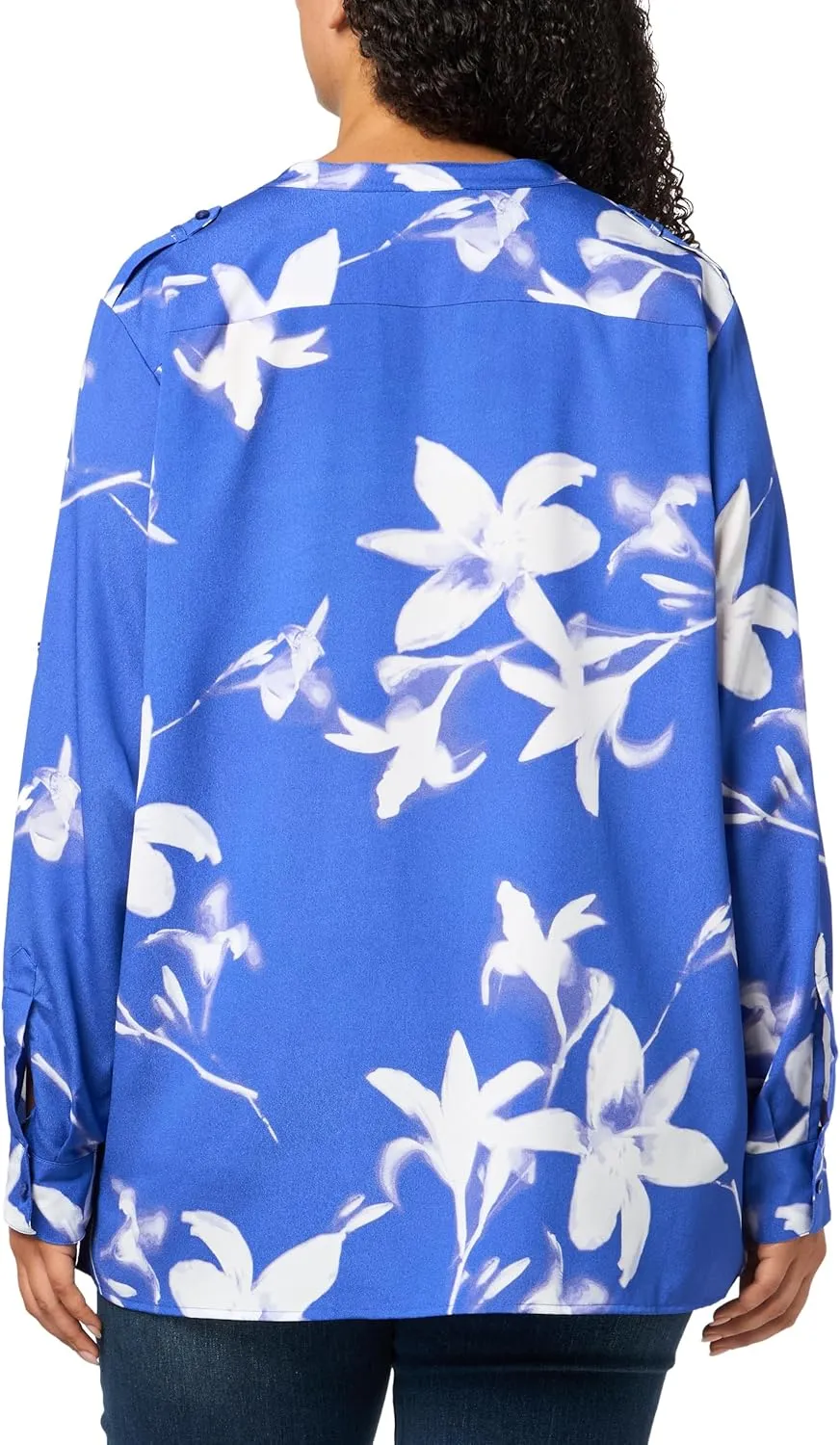 Calvin Klein Women's Roll Tab Printed Blouse