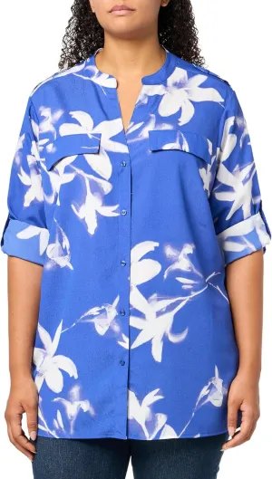 Calvin Klein Women's Roll Tab Printed Blouse