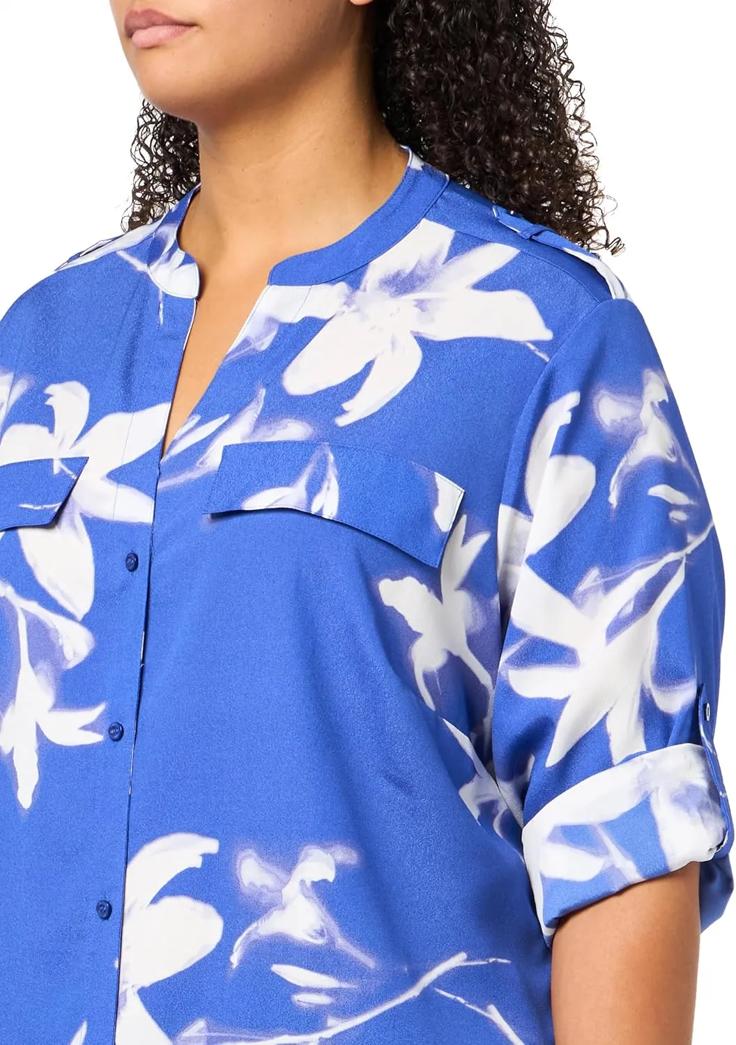 Calvin Klein Women's Roll Tab Printed Blouse