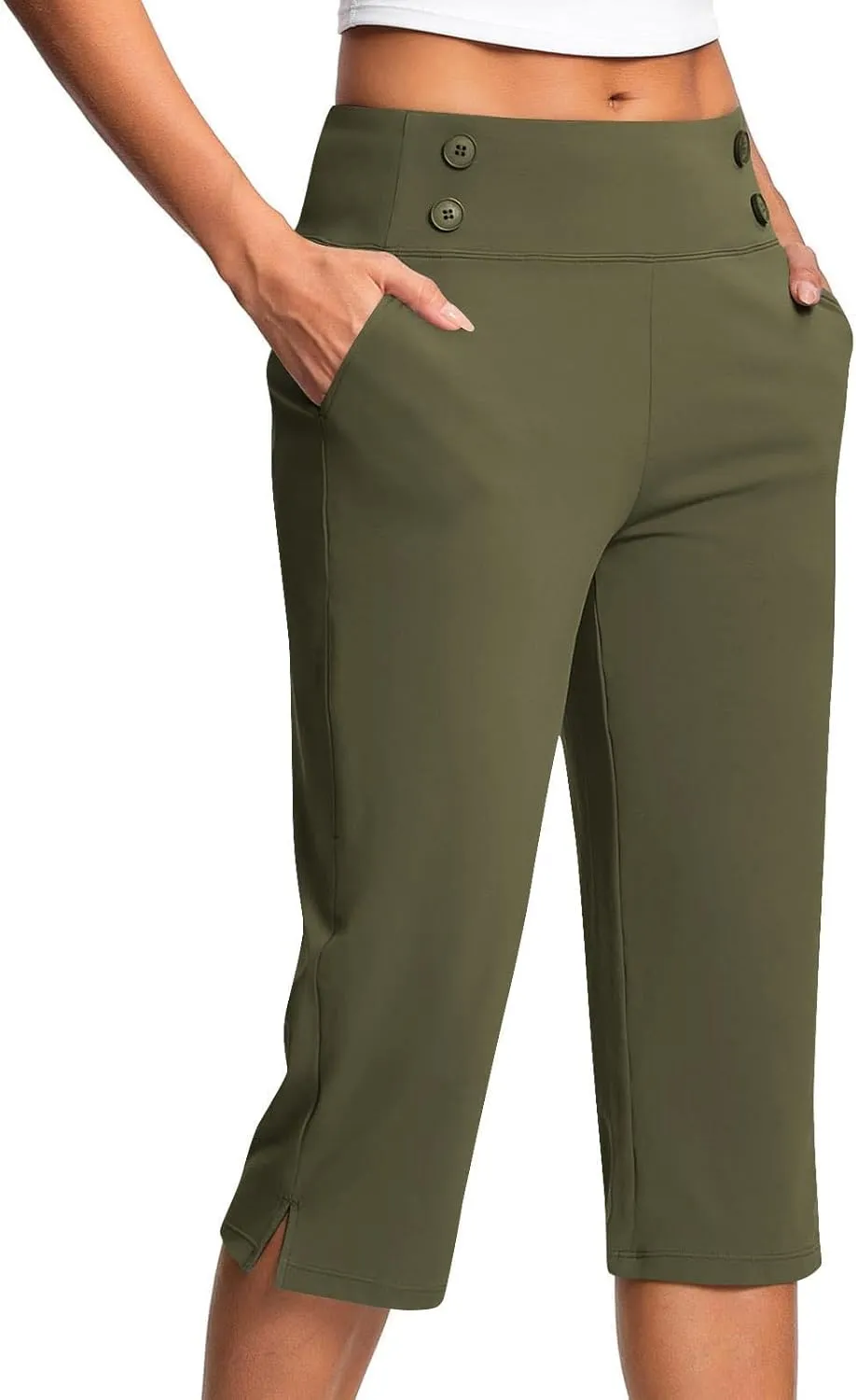 Capri Pants for Women Shorts Business Stretch High Waisted Capris Work Office Cropped Trousers Casual Summer Clothing