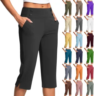 Capri Pants for Women Shorts Business Stretch High Waisted Capris Work Office Cropped Trousers Casual Summer Clothing