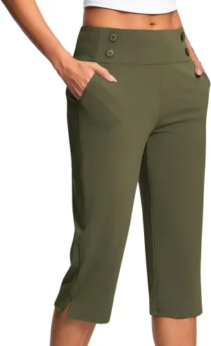 Capri Pants for Women Shorts Business Stretch High Waisted Capris Work Office Cropped Trousers Casual Summer Clothing