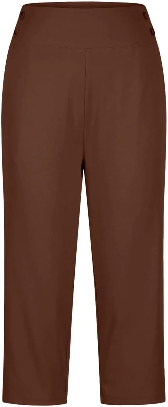 Capri Pants for Women Shorts Business Stretch High Waisted Capris Work Office Cropped Trousers Casual Summer Clothing
