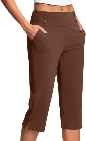 Capri Pants for Women Shorts Business Stretch High Waisted Capris Work Office Cropped Trousers Casual Summer Clothing