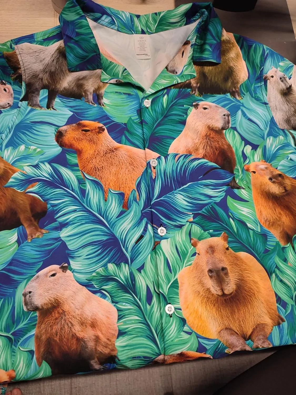 Capybara Printed Hawaiian Shirt Funny Capybara Tropical Leaves Summer Vibes Beach Shirt