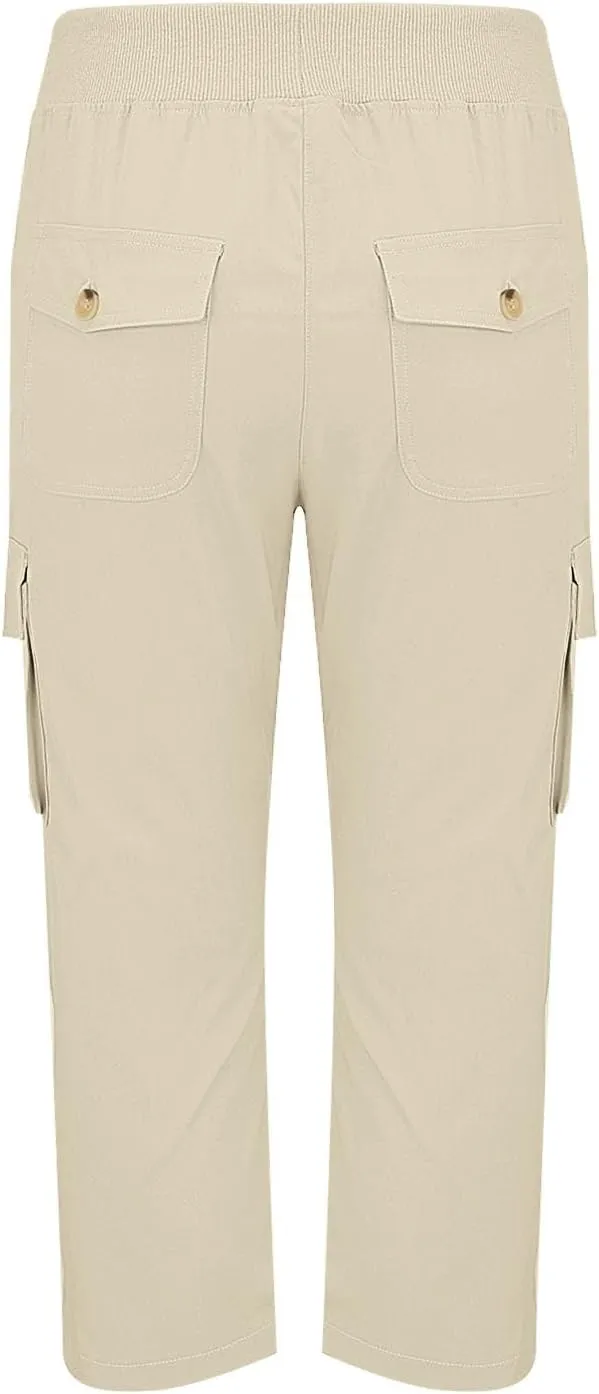 Cargo Capris for Women with Pockets Cropped Jogger Cargo Pants Plus Size Lightweight Capri Cargos Trousers