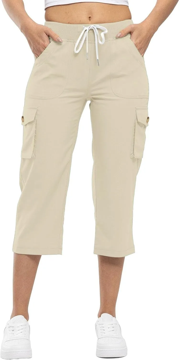 Cargo Capris for Women with Pockets Cropped Jogger Cargo Pants Plus Size Lightweight Capri Cargos Trousers