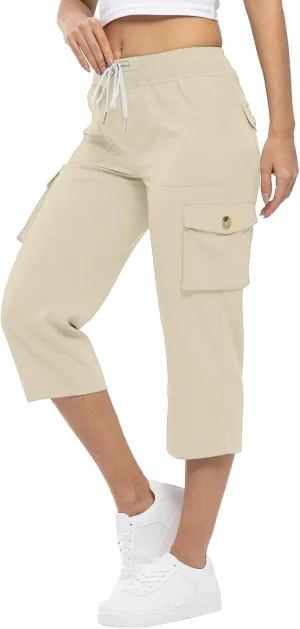 Cargo Capris for Women with Pockets Cropped Jogger Cargo Pants Plus Size Lightweight Capri Cargos Trousers