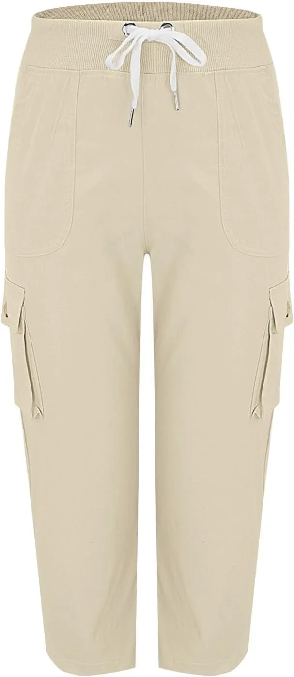 Cargo Capris for Women with Pockets Cropped Jogger Cargo Pants Plus Size Lightweight Capri Cargos Trousers