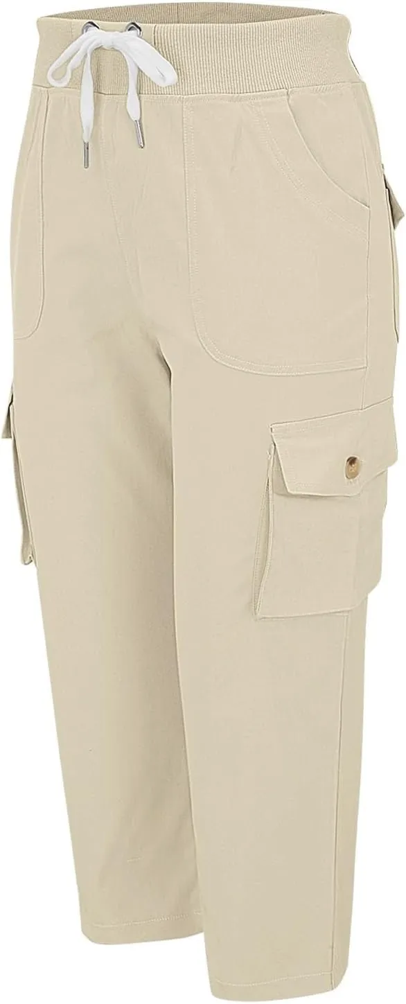 Cargo Capris for Women with Pockets Cropped Jogger Cargo Pants Plus Size Lightweight Capri Cargos Trousers