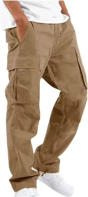 Cargo Pants for Men Joggers Casual Trousers Sweatpants Men's Cargo Fleece Sweatpants Drawstring Stretch Elastic Waist