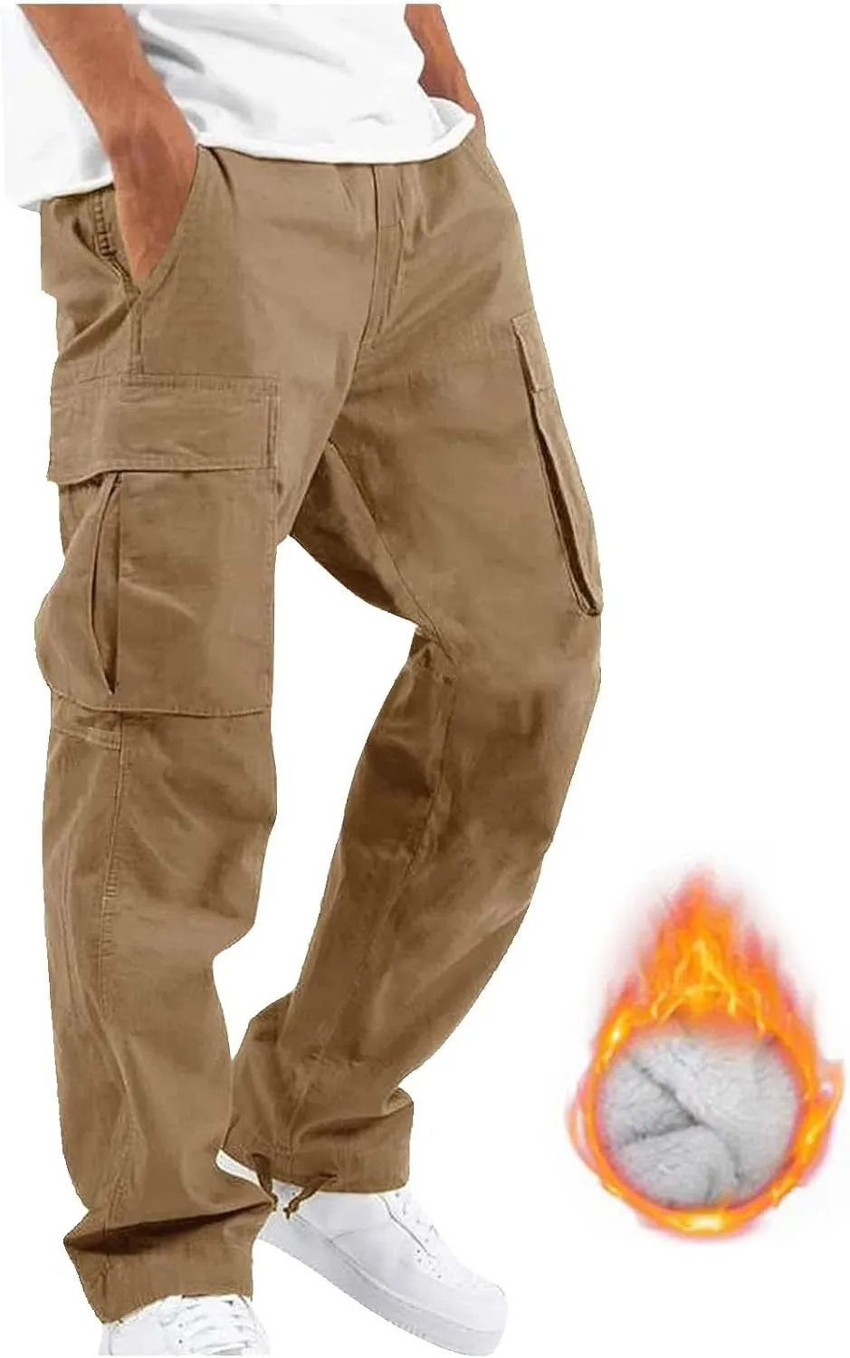 Cargo Pants for Men Joggers Casual Trousers Sweatpants Men's Cargo Fleece Sweatpants Drawstring Stretch Elastic Waist