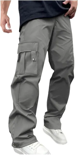 Cargo Pants for Men Lightweight Comfy Outdoor Hiking Tactical Pants Stretch Drawstring Wide Leg Joggers with Pockets