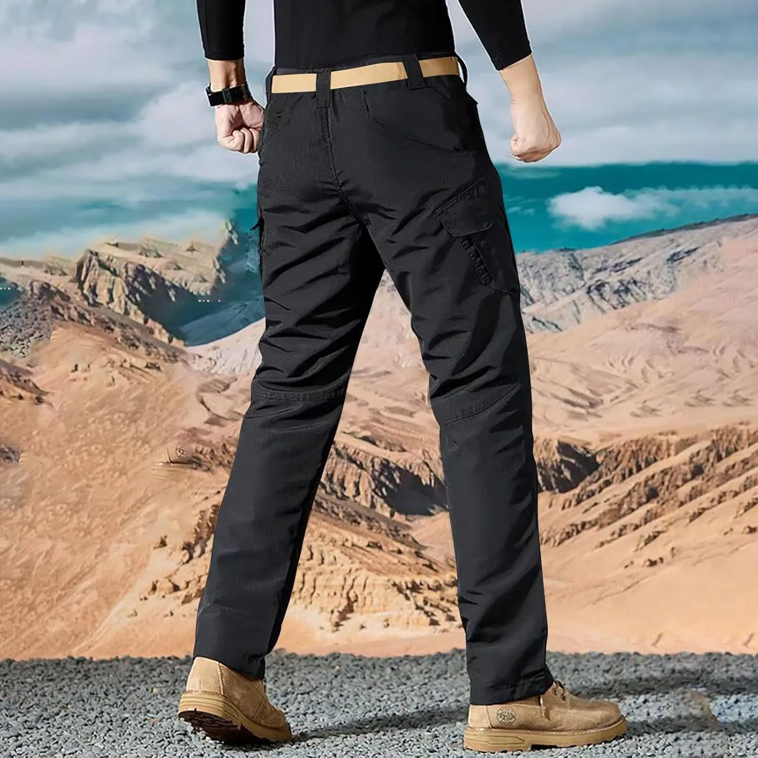 Cargo Pants for Men, Men's Stretch Breathable Ripstop Hiking Tactical Pants, Outdoor Lightweight Pocket Work Trousers