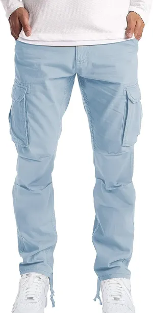 Cargo Pants for Men Tactical Jogging Pants Baggy Wide Leg Sweatpants Elastic Waist Jogger Pant with Multi Pockets