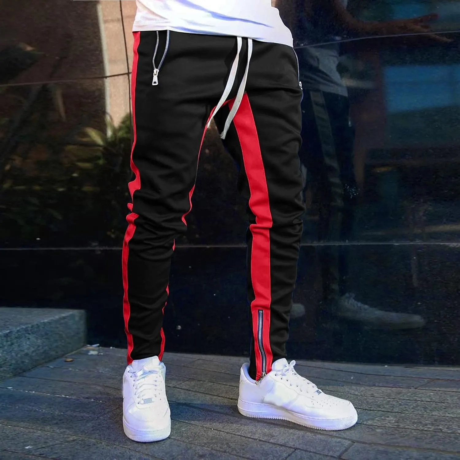 Cargo Pants for Men Work Pants Hip Hop Letter Printed Street Hip Hop Jogging Sweatpants Casual Elastic Waist Trousers