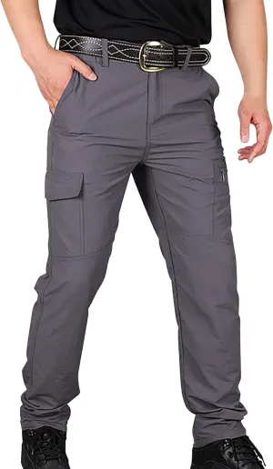 Cargo Pants Men Quick Dry Waterproof High Waisted Button Trousers Soft Comfortable Hiking Climbing Outdoor Work Out Pants