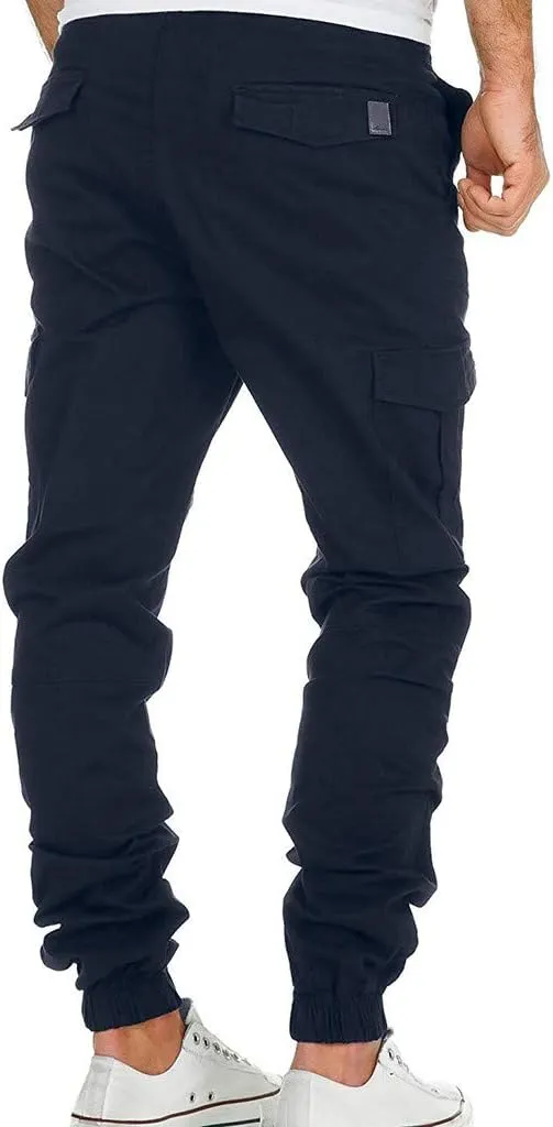 Cargo Sweatpants for Men Cargo Fleece Sweatpants Stretch Elastic Waist Jogger Sports Pants Drawstring Sports Trousers