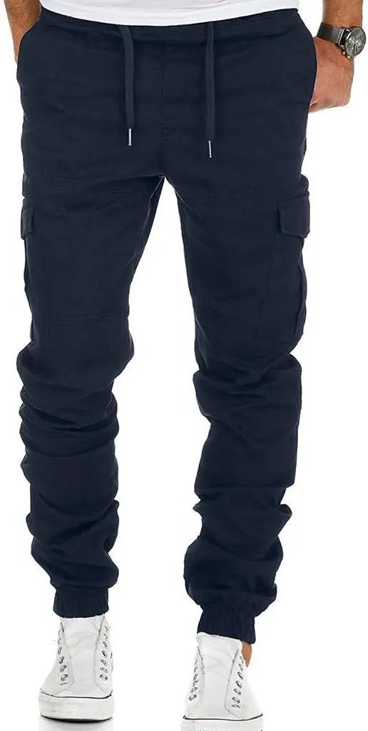 Cargo Sweatpants for Men Cargo Fleece Sweatpants Stretch Elastic Waist Jogger Sports Pants Drawstring Sports Trousers