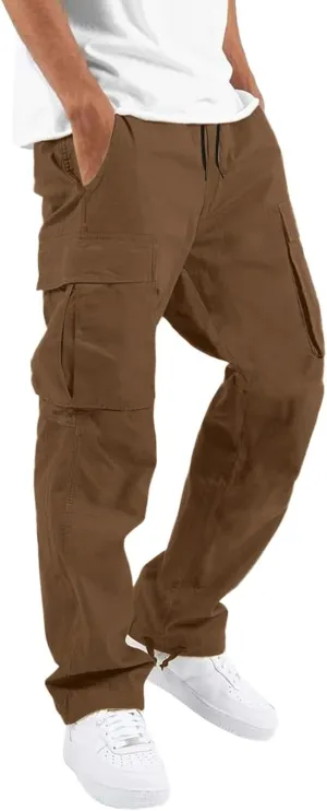 Cargo Sweatpants for Men Pockets Regular & Big Man Sizes Casual Jogger Pant Men's Fleece Lined Cargo Sweatpants Open