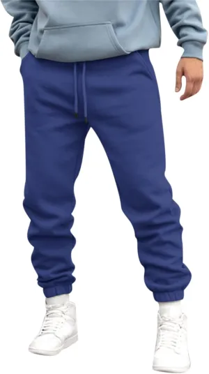Cargo Trousers for Men Bottom Cargo Pants Elastic Waist Drawstring Baggy Joggers Mens Heavyweight Fleece Sweatpants