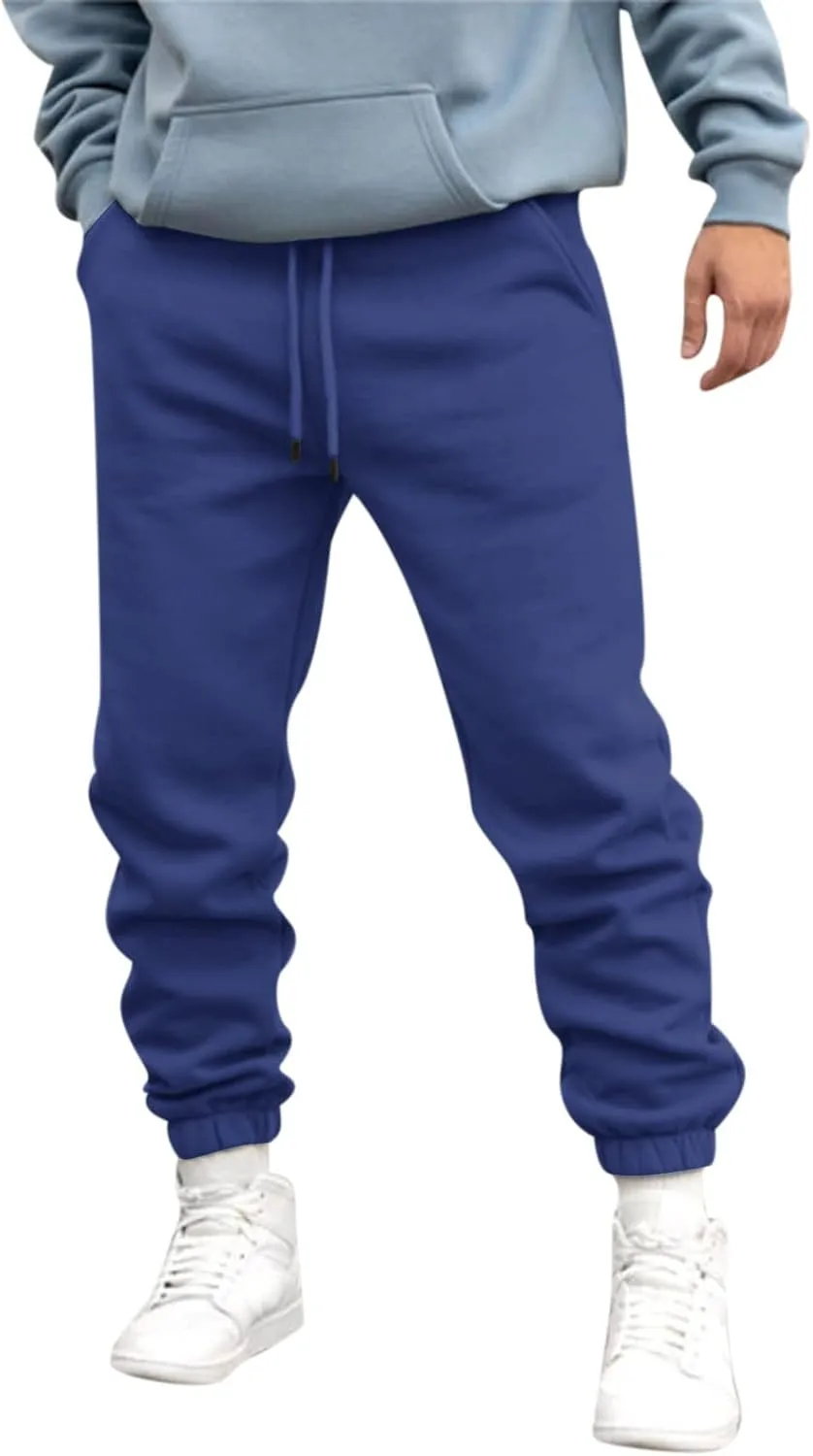 Cargo Trousers for Men Bottom Cargo Pants Elastic Waist Drawstring Baggy Joggers Mens Heavyweight Fleece Sweatpants