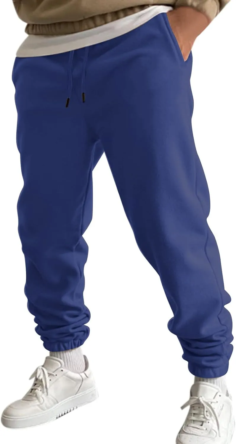 Cargo Trousers for Men Bottom Cargo Pants Elastic Waist Drawstring Baggy Joggers Mens Heavyweight Fleece Sweatpants
