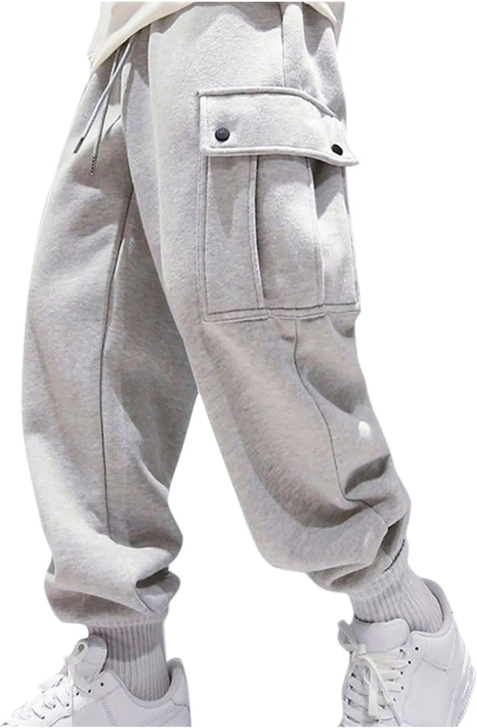 Cargo Trousers for Men Jogging Running Men's Fleece Jogger Pant Men's Lightweight Sweatpants Loose Fit Open Bottom