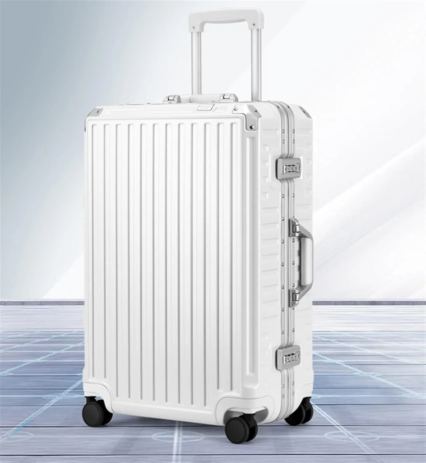 Carry-On Hard Shell Checked Luggage With Aluminum FrameNo Zipper Suitcase With Spinner Wheels Luggage Carry On (Color : B, Size : 24in)