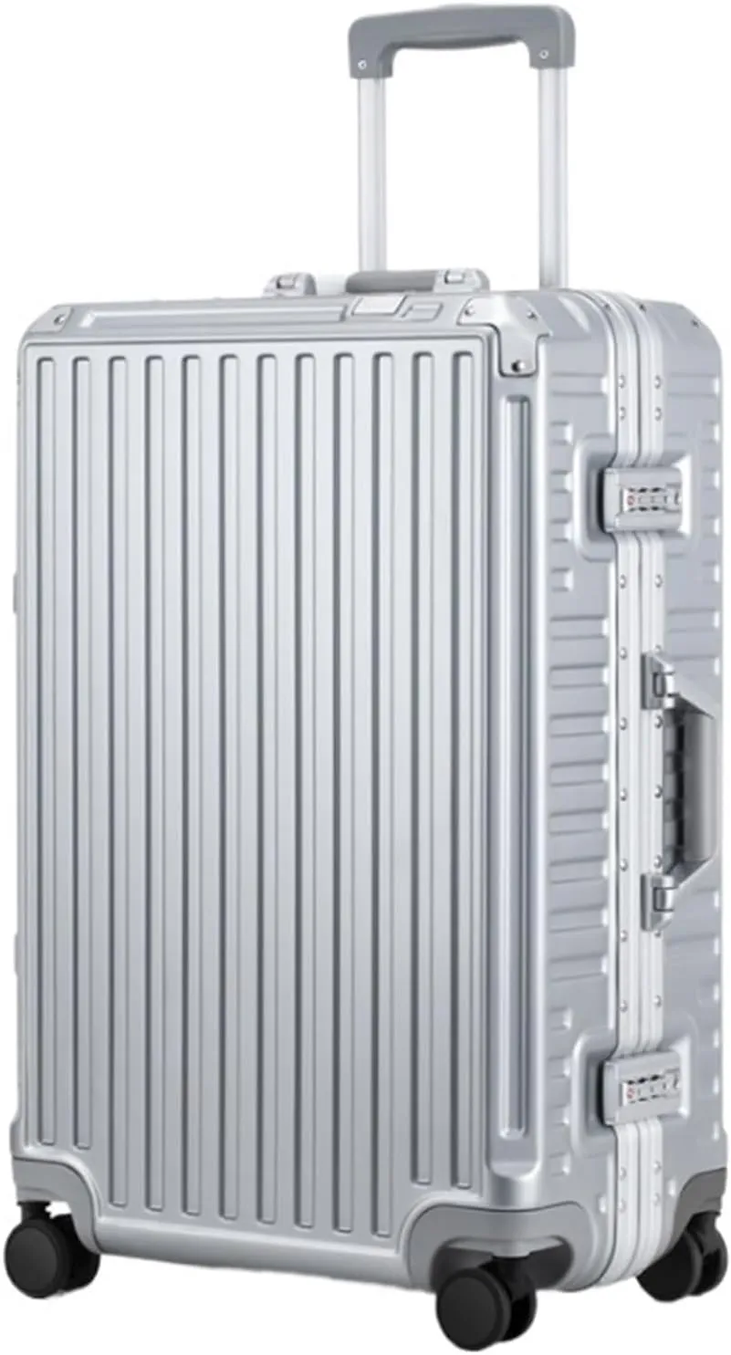 Carry-On Hard Shell Checked Luggage With Aluminum FrameNo Zipper Suitcase With Spinner Wheels Luggage Carry On (Color : D, Size : 24in)