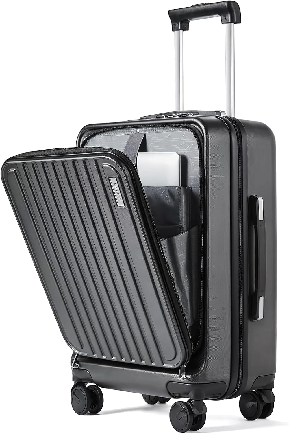 Carry on Luggage 22x14x9 Airline Approved, 20 Inch Carry on Luggage with Front Compartment, Travel Carry on Suitcase Lightweight with Wheels Black (TSA Approved)