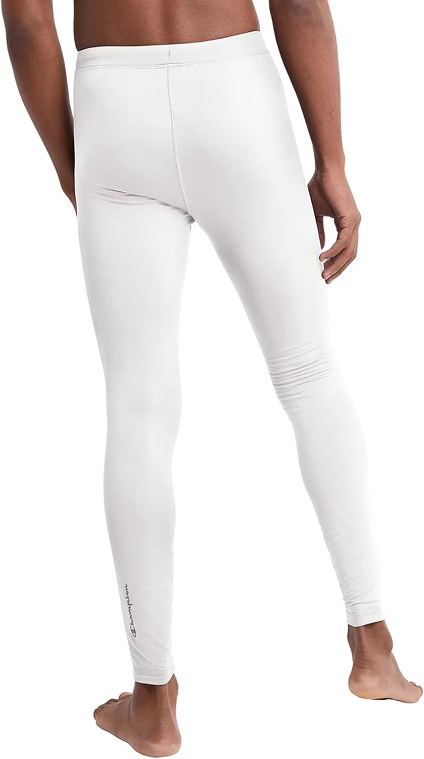 Champion Men's Cold Weather Tights, Moisture-Wicking Athletic Pants, White One Size Large High Rise Slim Fit Modern Leggings
