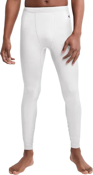 Champion Men's Cold Weather Tights, Moisture-Wicking Athletic Pants, White One Size Large High Rise Slim Fit Modern Leggings