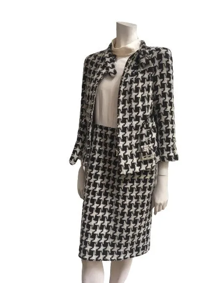 Chanel Iconic Houndstooth 2-piece dress jacket suit F 40 UK 12 US 8 Ladies