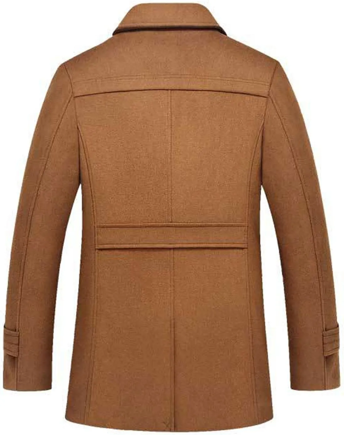 chouyatou Men's Gentle Layered Collar Single Breasted Quilted Lined Wool Blend Pea Coats