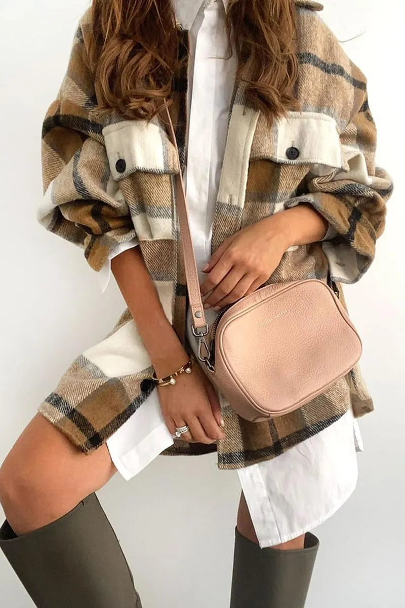 CHYRII Women's Casual Flannel Plaid Shacket Button Down Long Sleeve Shirt Jacket Coats with Pockets
