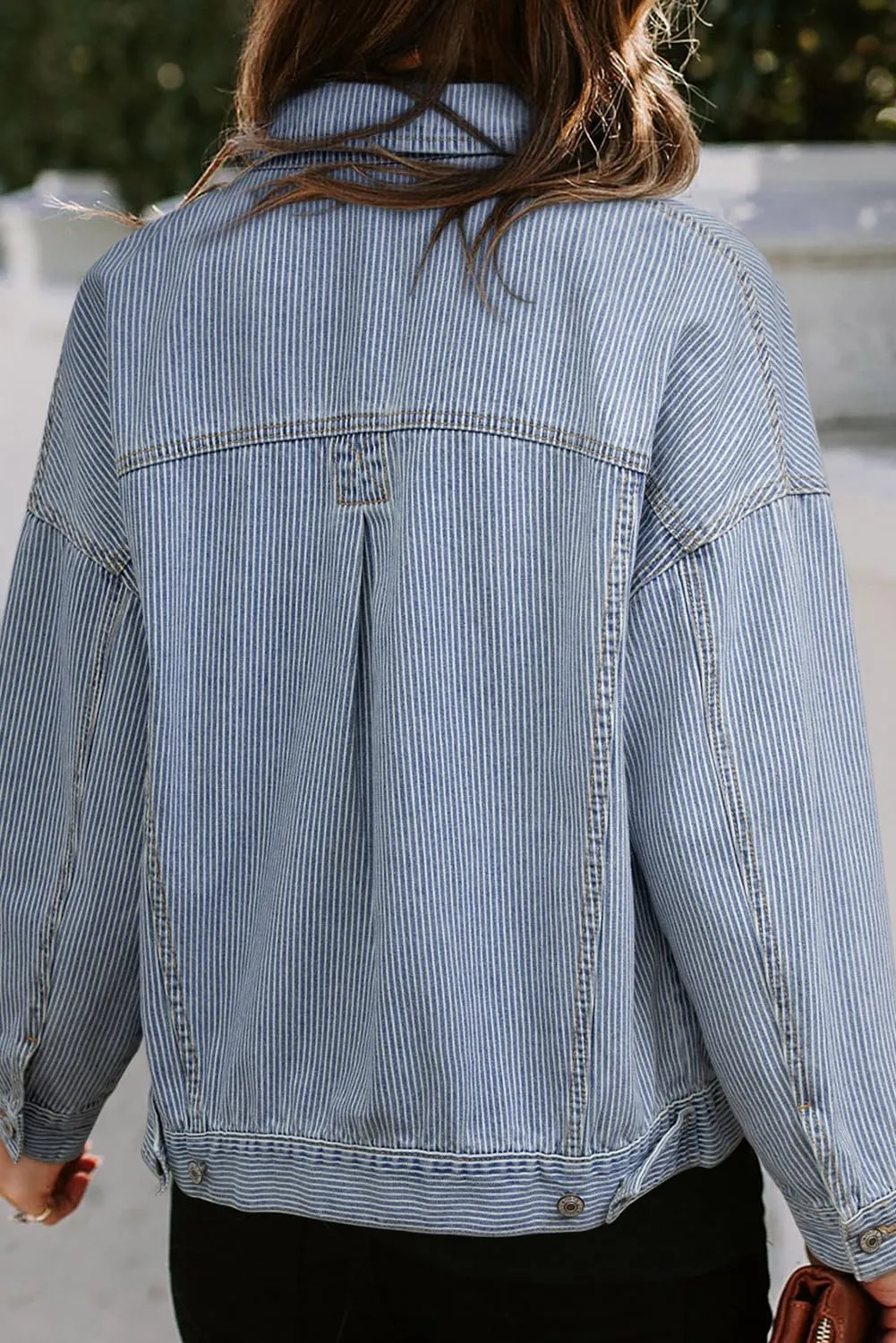 Classic Long Sleeve Denim Jacket: Light Blue Washed, Oversized Fit