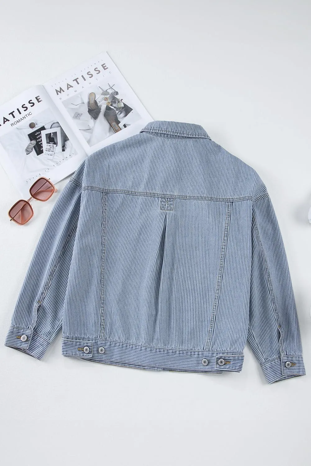 Classic Long Sleeve Denim Jacket: Light Blue Washed, Oversized Fit